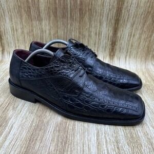 David Eden Limited Edition Men's Size 10.5‎ Black Exotic Crocodile Square Shoes